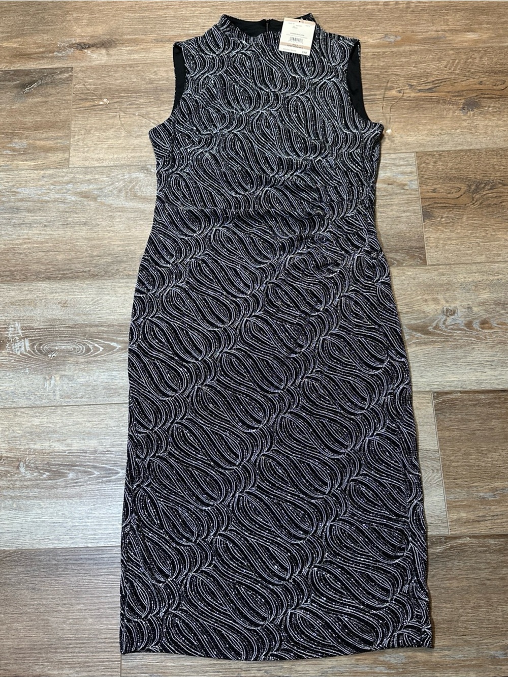 Anne Klein Black & Silver Swirl Size 12 formal Dress
